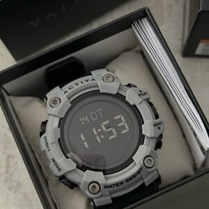 Activa Light Gray Digital Sports Watch with Black Strap